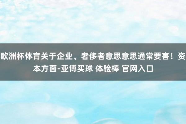 欧洲杯体育关于企业、奢侈者意思意思通常要害！资本方面-亚博买球 体验棒 官网入口