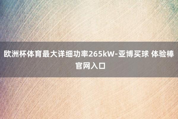 欧洲杯体育最大详细功率265kW-亚博买球 体验棒 官网入口