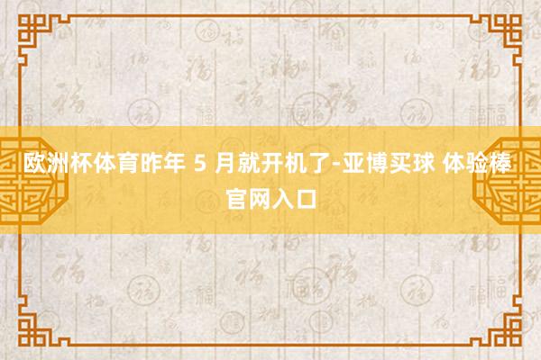 欧洲杯体育昨年 5 月就开机了-亚博买球 体验棒 官网入口
