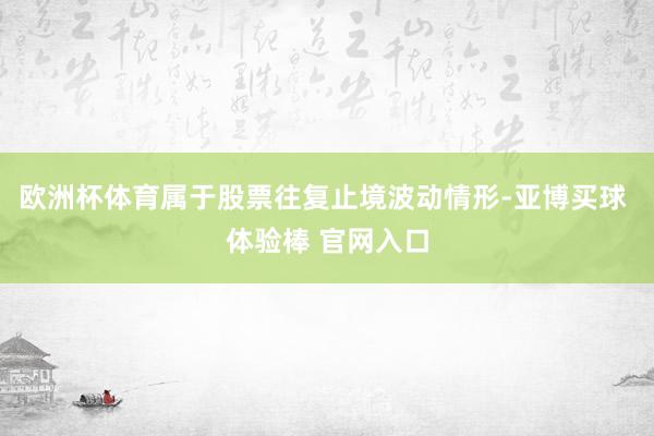 欧洲杯体育属于股票往复止境波动情形-亚博买球 体验棒 官网入口