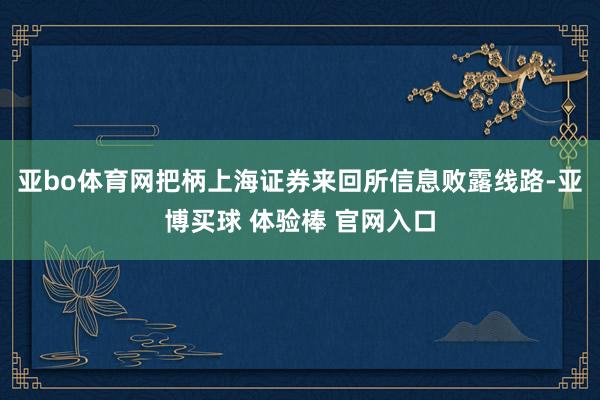 亚bo体育网把柄上海证券来回所信息败露线路-亚博买球 体验棒 官网入口