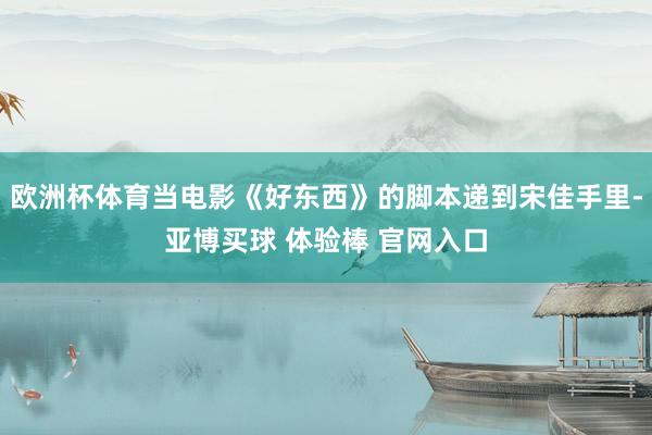 欧洲杯体育当电影《好东西》的脚本递到宋佳手里-亚博买球 体验棒 官网入口
