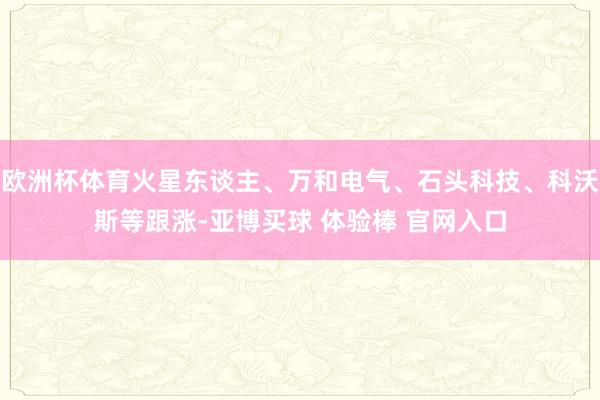 欧洲杯体育火星东谈主、万和电气、石头科技、科沃斯等跟涨-亚博买球 体验棒 官网入口
