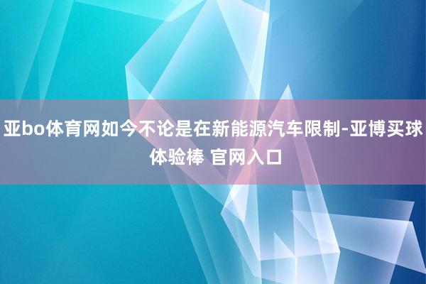 亚bo体育网如今不论是在新能源汽车限制-亚博买球 体验棒 官网入口