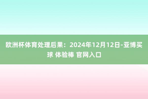 欧洲杯体育处理后果：2024年12月12日-亚博买球 体验棒 官网入口