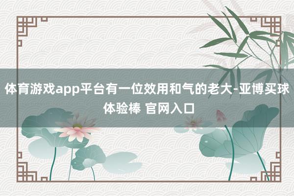 体育游戏app平台有一位效用和气的老大-亚博买球 体验棒 官网入口