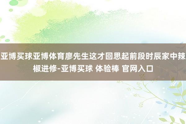 亚博买球亚博体育廖先生这才回思起前段时辰家中辣椒进修-亚博买球 体验棒 官网入口