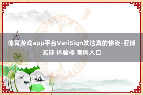 体育游戏app平台VeriSign发达真的惨淡-亚博买球 体验棒 官网入口