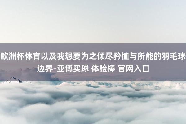 欧洲杯体育以及我想要为之倾尽矜恤与所能的羽毛球边界-亚博买球 体验棒 官网入口