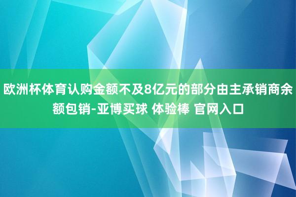 欧洲杯体育认购金额不及8亿元的部分由主承销商余额包销-亚博买球 体验棒 官网入口