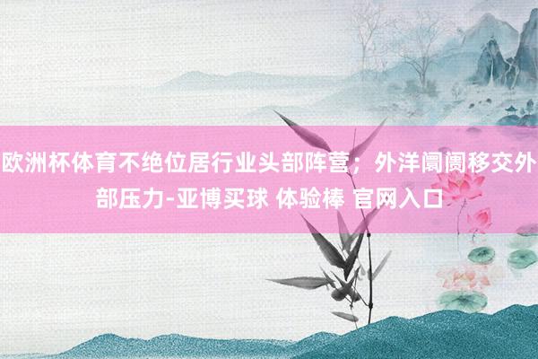 欧洲杯体育不绝位居行业头部阵营；外洋阛阓移交外部压力-亚博买球 体验棒 官网入口