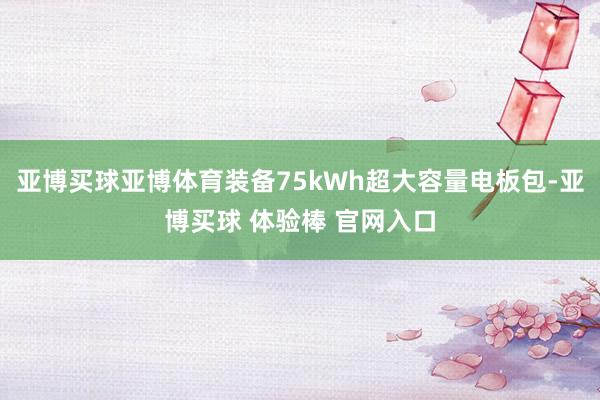 亚博买球亚博体育装备75kWh超大容量电板包-亚博买球 体验棒 官网入口