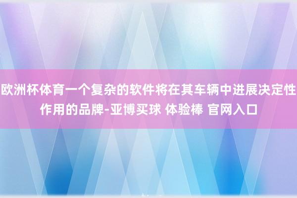 欧洲杯体育一个复杂的软件将在其车辆中进展决定性作用的品牌-亚博买球 体验棒 官网入口