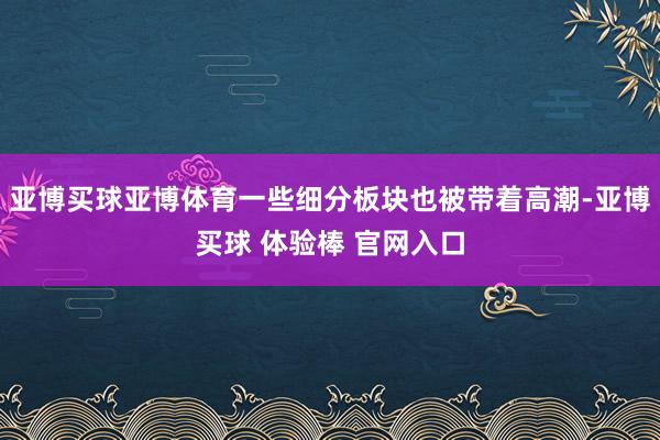 亚博买球亚博体育一些细分板块也被带着高潮-亚博买球 体验棒 官网入口
