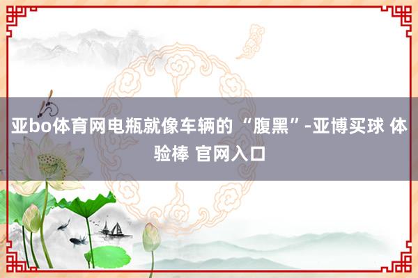 亚bo体育网电瓶就像车辆的 “腹黑”-亚博买球 体验棒 官网入口