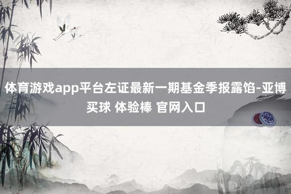 体育游戏app平台左证最新一期基金季报露馅-亚博买球 体验棒 官网入口