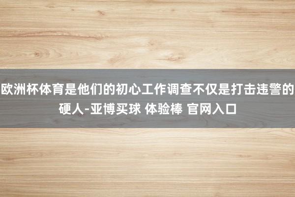 欧洲杯体育是他们的初心工作调查不仅是打击违警的硬人-亚博买球 体验棒 官网入口