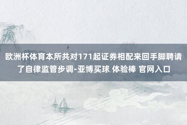 欧洲杯体育本所共对171起证券相配来回手脚聘请了自律监管步调-亚博买球 体验棒 官网入口