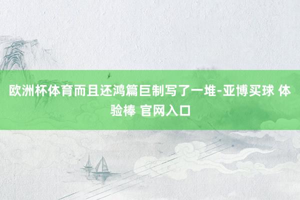 欧洲杯体育而且还鸿篇巨制写了一堆-亚博买球 体验棒 官网入口