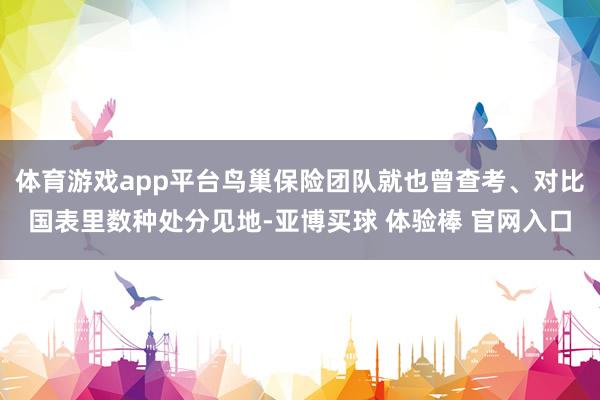 体育游戏app平台鸟巢保险团队就也曾查考、对比国表里数种处分见地-亚博买球 体验棒 官网入口