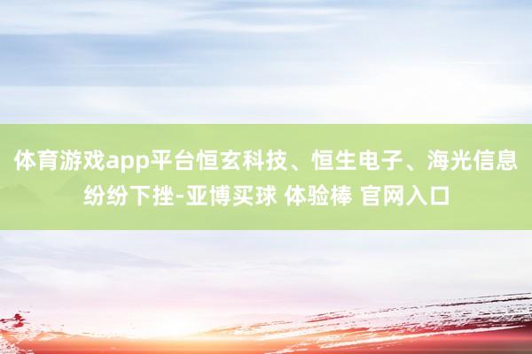 体育游戏app平台恒玄科技、恒生电子、海光信息纷纷下挫-亚博买球 体验棒 官网入口