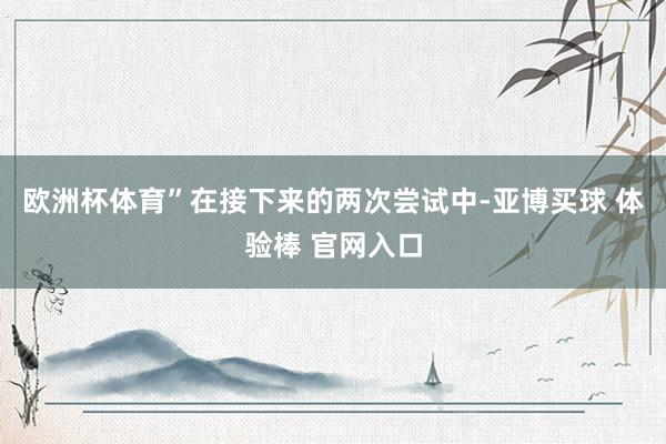 欧洲杯体育”在接下来的两次尝试中-亚博买球 体验棒 官网入口