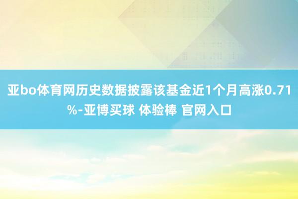亚bo体育网历史数据披露该基金近1个月高涨0.71%-亚博买球 体验棒 官网入口