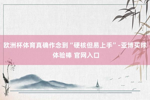 欧洲杯体育真确作念到“硬核但易上手”-亚博买球 体验棒 官网入口