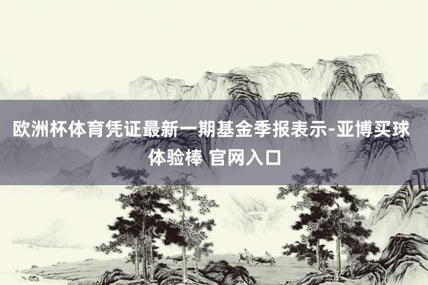 欧洲杯体育凭证最新一期基金季报表示-亚博买球 体验棒 官网入口