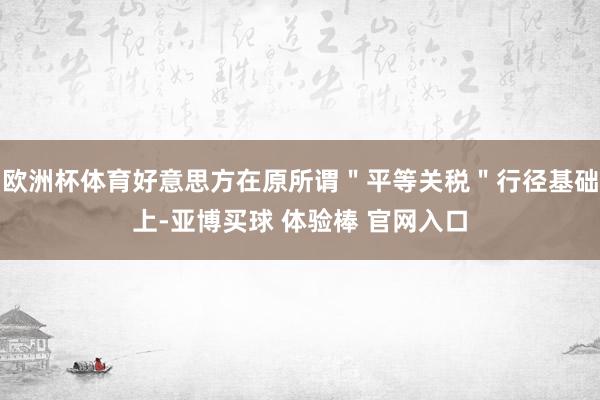 欧洲杯体育好意思方在原所谓＂平等关税＂行径基础上-亚博买球 体验棒 官网入口