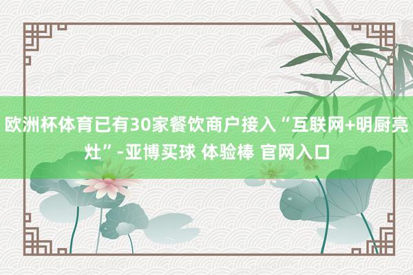 欧洲杯体育已有30家餐饮商户接入“互联网+明厨亮灶”-亚博买球 体验棒 官网入口
