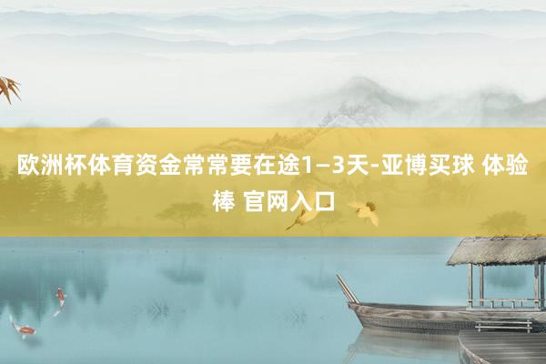 欧洲杯体育资金常常要在途1—3天-亚博买球 体验棒 官网入口