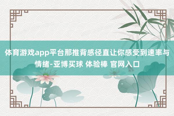 体育游戏app平台那推背感径直让你感受到速率与情绪-亚博买球 体验棒 官网入口