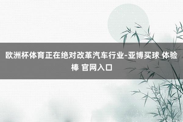 欧洲杯体育正在绝对改革汽车行业-亚博买球 体验棒 官网入口