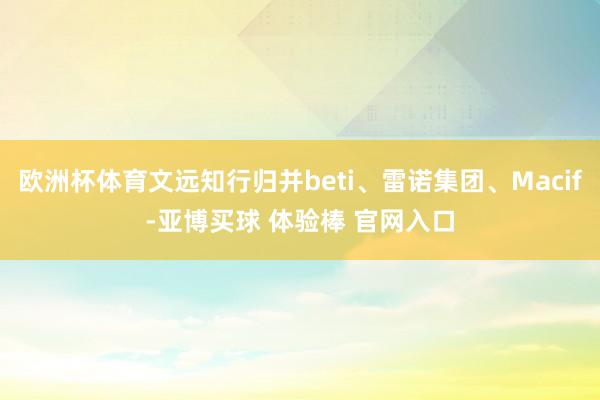 欧洲杯体育文远知行归并beti、雷诺集团、Macif-亚博买球 体验棒 官网入口