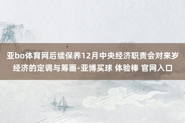 亚bo体育网后续保养12月中央经济职责会对来岁经济的定调与筹画-亚博买球 体验棒 官网入口