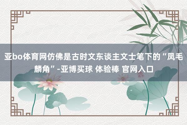亚bo体育网仿佛是古时文东谈主文士笔下的“凤毛麟角”-亚博买球 体验棒 官网入口