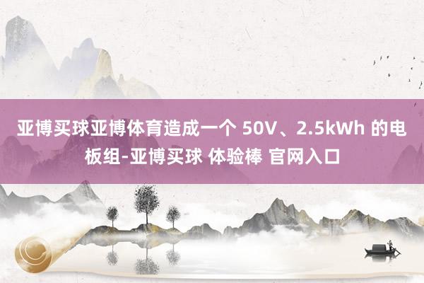 亚博买球亚博体育造成一个 50V、2.5kWh 的电板组-亚博买球 体验棒 官网入口