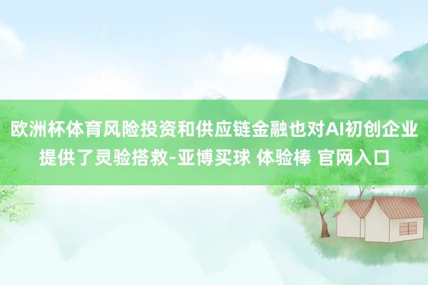 欧洲杯体育风险投资和供应链金融也对AI初创企业提供了灵验搭救-亚博买球 体验棒 官网入口
