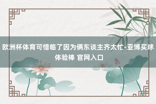 欧洲杯体育可惜临了因为俩东谈主齐太忙-亚博买球 体验棒 官网入口