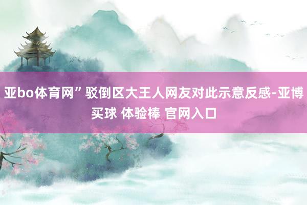 亚bo体育网”驳倒区大王人网友对此示意反感-亚博买球 体验棒 官网入口