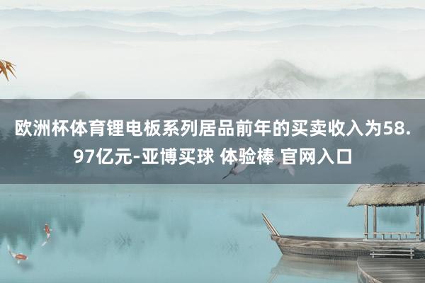 欧洲杯体育　　锂电板系列居品前年的买卖收入为58.97亿元-亚博买球 体验棒 官网入口
