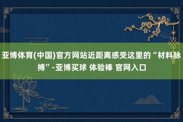 亚博体育(中国)官方网站近距离感受这里的“材料脉搏”-亚博买球 体验棒 官网入口