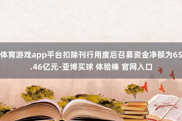 体育游戏app平台扣除刊行用度后召募资金净额为65.46亿元-亚博买球 体验棒 官网入口